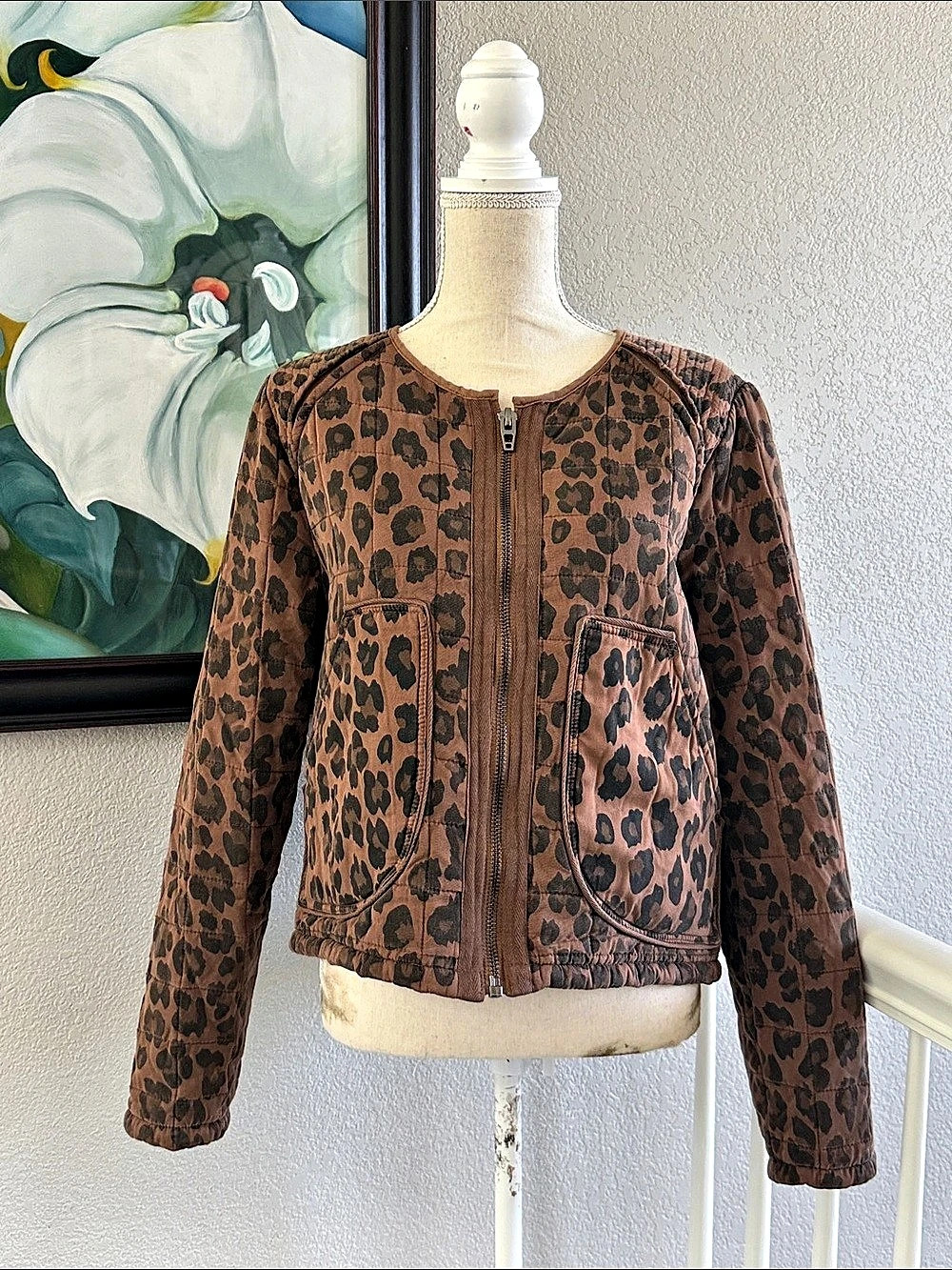 BLANKNYC Spot On Quilted Leopard Print Bomber Jacket - Size Large